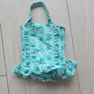 Rachel Riley Palm Tree Print Ruffled Swimsuit